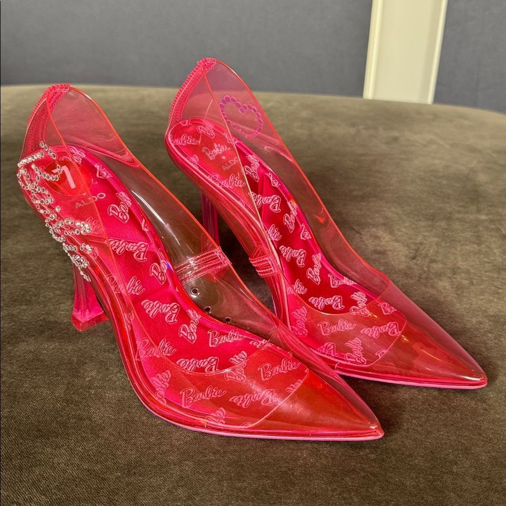Barbie x ALDO Barbiestessy Collection Pink Translucent Pointed Toe Pumps 9 NEW - Picture 8 of 16